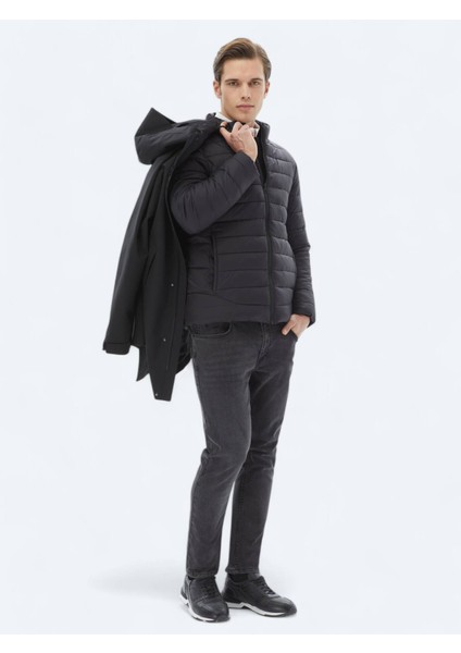 Siyah Regular Fit Kelebek Yaka Casual Dokuma Kaban