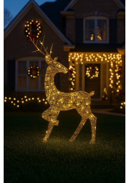 Yapay Noel Dekoru 46 cm Ren Geyiği Yılbaşı Süsü Yılbaşı Hediyeleri Ledli Noel Süsü