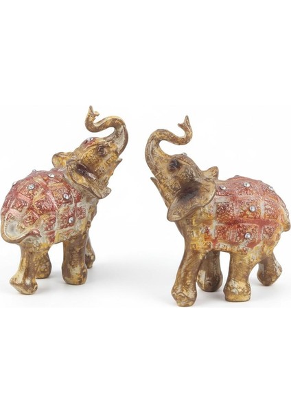 Lüks Işlemeli Taşlı Feng Shui 2’li Fil Biblo Seti 9 cm Dekoratif Obje Ev Ofis Hediyelik Süs Eşya modelleri