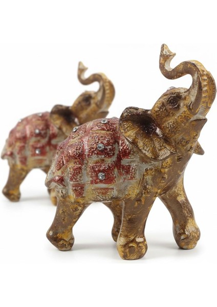 Lüks Işlemeli Taşlı Feng Shui 2’li Fil Biblo Seti 9 cm Dekoratif Obje Ev Ofis Hediyelik Süs Eşya fırsatları