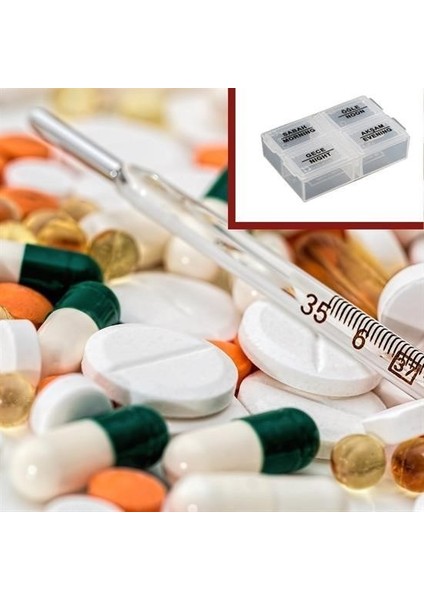 Buffer® 4 Öğün Günlük Tıbbi Malzeme Saklama Taşıma Kutusu Tıbbı Malzeme Hatırlatıcı