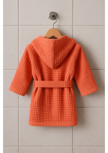 4 Katlı %100 Pamuk Turuncu Renk Müslin Bebek Bornozu fiyatları