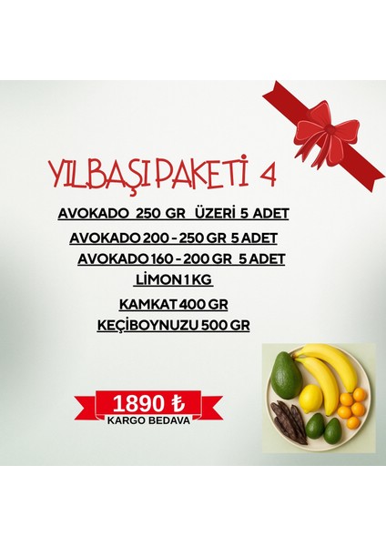 Yılbaşı Meyve Paketi 4 Avokado ve Taze Meyve