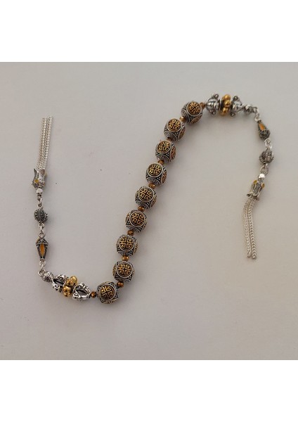 Usta Işi Pirinç Işlemeli ve Doğal Taşlı Zamak Zaza Tesbih - Özel Tasarım fiyatları