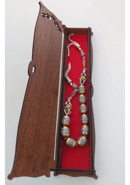 Usta Işi Pirinç Işlemeli ve Doğal Taşlı Zamak Zaza Tesbih - Özel Tasarım