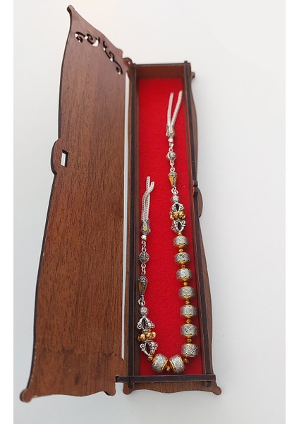 Usta Işi Pirinç Işlemeli ve Doğal Taşlı Zamak Zaza Tesbih - Özel Tasarım