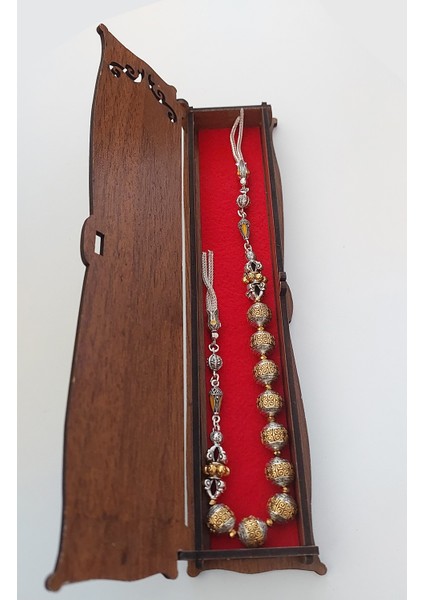 Usta Işi Pirinç Işlemeli ve Doğal Taşlı Zamak Zaza Tesbih - Özel Tasarım