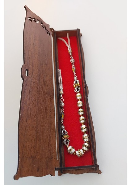 Usta Işi Pirinç Işlemeli ve Doğal Taşlı Zamak Zaza Tesbih - Özel Tasarım