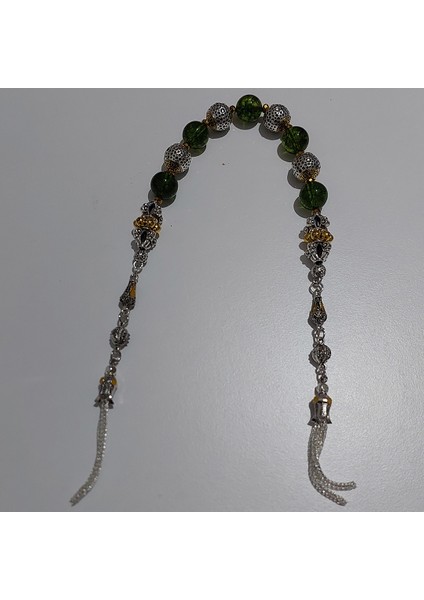 Usta Işi Pirinç Işlemeli ve Doğal Taşlı Zamak Zaza Tesbih - Özel Tasarım Zebercet Taşı (Peridot) modelleri