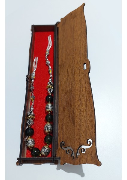 Usta Işi Pirinç Işlemeli ve Doğal Taşlı Zamak Zaza Tesbih - Özel Tasarım Zebercet Taşı (Peridot)