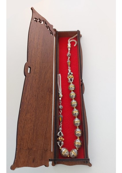 Usta Işi Pirinç Işlemeli ve Doğal Taşlı Zamak Zaza Tesbih - Özel Tasarım