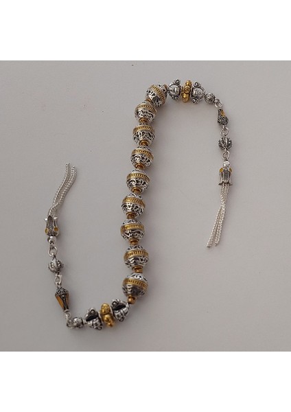 Usta Işi Pirinç Işlemeli ve Doğal Taşlı Zamak Zaza Tesbih - Özel Tasarım fiyatları