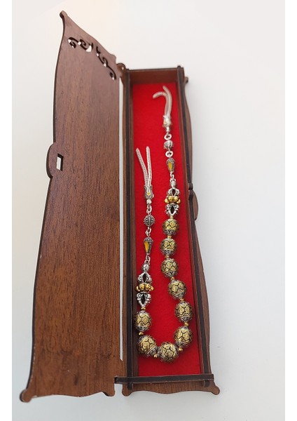 Usta Işi Pirinç Işlemeli ve Doğal Taşlı Zamak Zaza Tesbih - Özel Tasarım