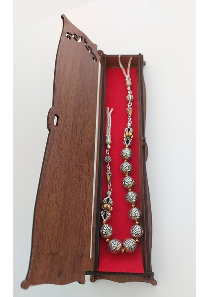 Usta Işi Pirinç Işlemeli ve Doğal Taşlı Zamak Zaza Tesbih - Özel Tasarım