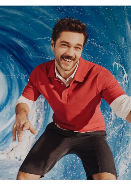 Kırmızı Düz Polo Yaka %100 Pamuk T-Shirt fiyatları