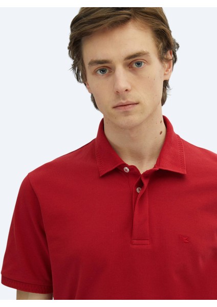 Kırmızı Düz Polo Yaka %100 Pamuk T-Shirt indirimleri