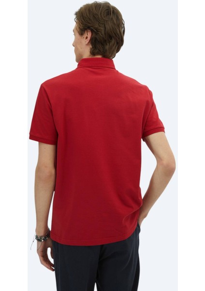 Kırmızı Düz Polo Yaka %100 Pamuk T-Shirt