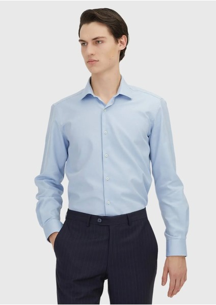 Koyu Mavi Regular Fit Dokuma Klasik %100 Pamuk Gömlek fiyatları