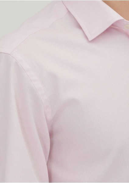 Pembe Regular Fit Dokuma Klasik %100 Pamuk Gömlek fırsatları