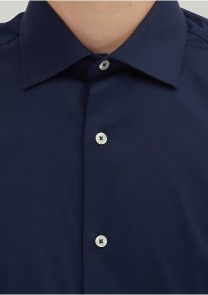 Lacivert Regular Fit Dokuma Klasik %100 Pamuk Gömlek fırsatları