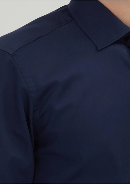 Lacivert Regular Fit Dokuma Klasik %100 Pamuk Gömlek indirimleri