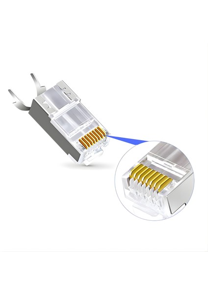 M118XF Cat 7 Jack/2 ADET-30GBPS’YE Kadar Hız-Geniş Iç Yapı, Kalın Kablolarla Uyumlu-Nikel Kaplı-Cat7 CAT6A Soket modelleri