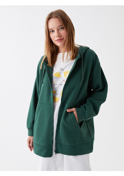 Yeni Sezon Kapüşonlu Düz Oversize Kadın Kalın Fermuarlı Sweatshirt fiyatları