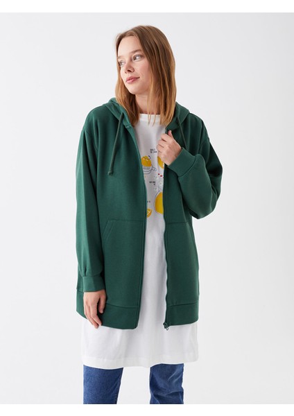 Yeni Sezon Kapüşonlu Düz Oversize Kadın Kalın Fermuarlı Sweatshirt fırsatları