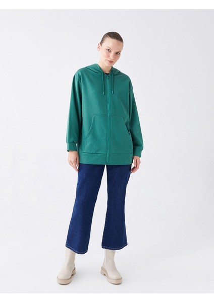 Yeni Sezon Kapüşonlu Düz Oversize Kadın Kalın Fermuarlı Sweatshirt indirimleri