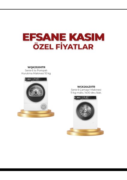 WGK264Z0TR (11KG) WQK25200TR (10KG) Çamasır +Kurutma
