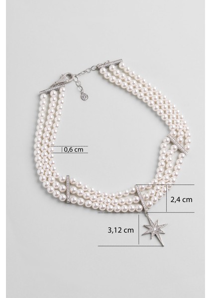 Audrey 18 Ayar Beyaz Altın Kaplama 40 cm Gümüş Choker Inci Kolye fiyatları