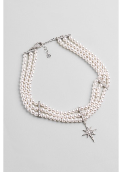 Audrey 18 Ayar Beyaz Altın Kaplama 40 cm Gümüş Choker Inci Kolye fırsatları