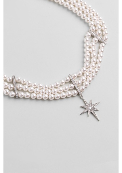 Audrey 18 Ayar Beyaz Altın Kaplama 40 cm Gümüş Choker Inci Kolye indirimleri