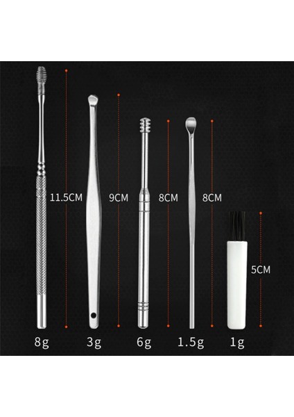 6 Parça Paslanmaz Çelik Kulak Balmumu Toplayıcı Çıkarıcı Temizleyici Bakımı Çubuk Seti (4 modelleri