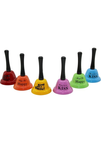 Büyük Tutmalı - Sallamalı Renkli Metal Restorant Otel Zili Çap: 7.5cm - Pls.saplı Boy: 13.5