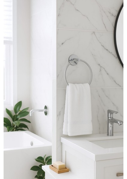 Premium Paslanmaz Pirinç Yuvarlak Havluluk – Duvara Monte Krom Banyo Havlu Askılığı | Şık & Dayanıklı Tasarım