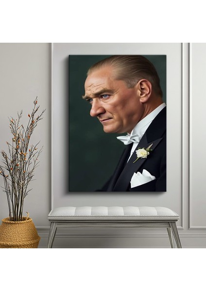Tekli Dikey Kanvas Tablo Atatürk Smokinli Yan Profil Yakın Çekim Atatürk Tabloları Ev Ofis Salon Duvar Dekoru