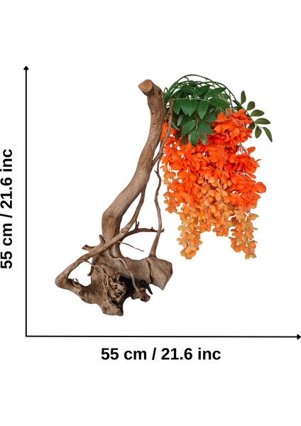 El Yapımı Tropikal Sarkık Çiçek Dekoru – Gerçek Ağaç Gövdeli | Turuncu–sarı Geçişli Yapay Çiçekli Masa & Konsol Dekorasyonu indirimleri