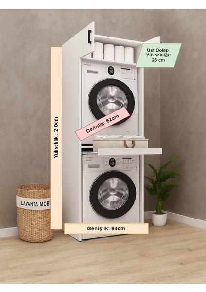 Vitim Mdf Beyaz Çamaşır Makinesi ve Kurutma Makinesi Dolabı fiyatları