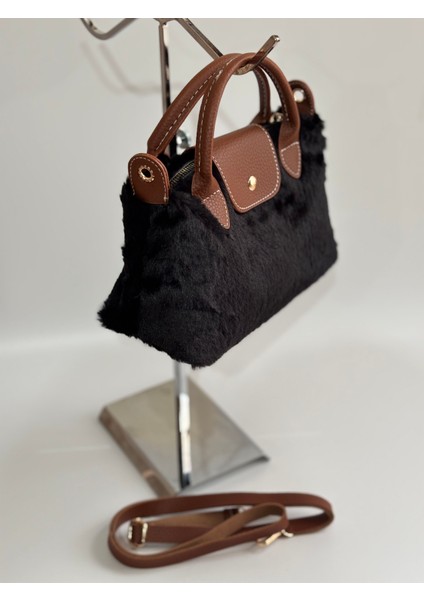 Siyah Peluş Taba Saplı El ve Omuz Çantası fırsatları