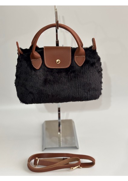 Siyah Peluş Taba Saplı El ve Omuz Çantası indirimleri