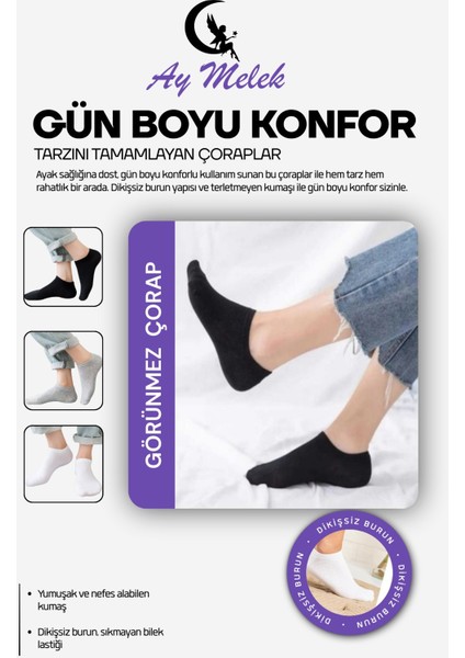 Kadın Kısa Çorap 6 Çift Pamuklu Penye Likralı Sneakers Görünmez Çorap fırsatları