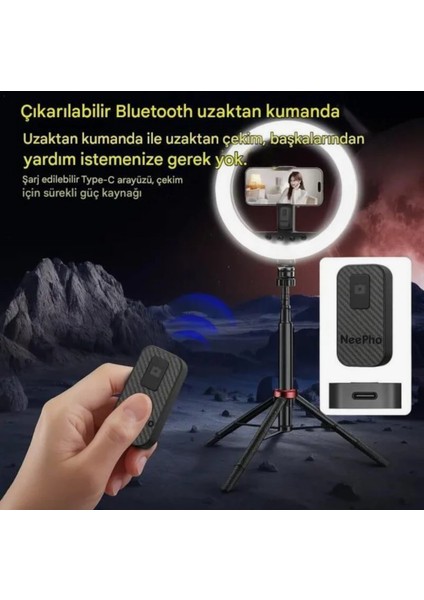 Selfie Çubuğu Taşınabilir 210 cm Tripod Selfie Işığı, Ayarlanabilir Yükseklik Uzaktan Kumandalı modelleri