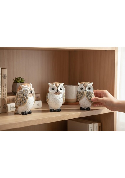 Feng Shui Görmedim Duymadım Bilmiyorum 3’lü Baykuş Biblo Seti 10 Cm. Dekoratif Ev & Ofis Hediyesi fiyatları