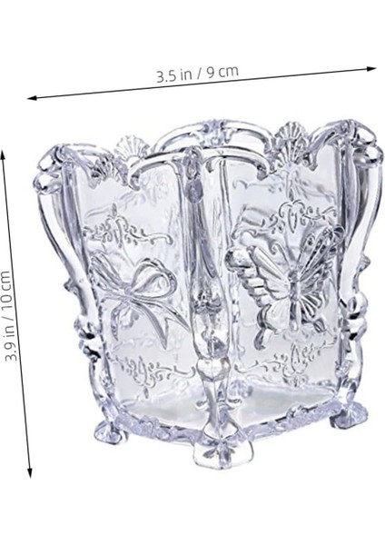 Dekoratif Şeffaf Makyaj Manikür Aletleri Kalemlik Fırçalık Organizer Kelebek Desen fırsatları