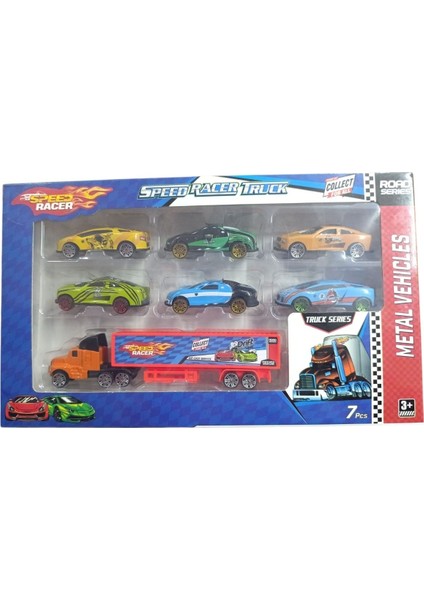 Toysan Tır ve 6lı Metal Araba Seti Toy-46-Turuncu