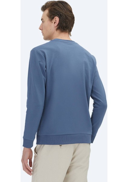 İndigo Bisiklet Yaka Sweatshırt