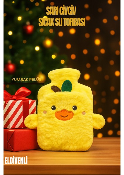 Sarı Civciv Yumuşak Peluş Sevimli Figürlü Eldivenli 500 ml Lik Sıcak Su Torbası