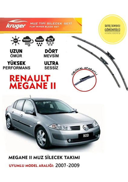 Megane 2 Cam Muz Silecek Takımı 1.4 1.6 1.5 Motor Araca Özel Aparat 2007-2009 Arası