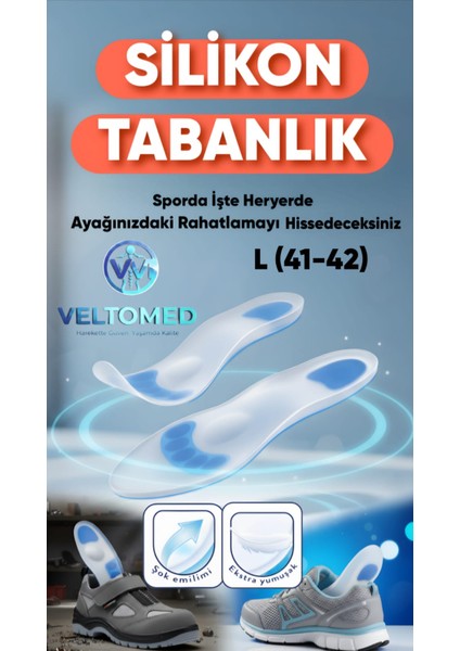 L Bdn Veltomed Tam Ortopedik Anatomik Silikon Jel Tabanlık Şok Emilimi ve Topuk Ağrısı Önleyici Topuk Dikeni